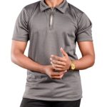 Zinc Textured Zip Polo