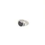 Vintage Oval Black Stone Antique Silver Ring