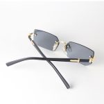 Y2K Rimless Rectangle Black Sunglasses - Image 4
