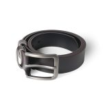 PU Leather Alloy Square Pin Buckle Dark Brown Belt