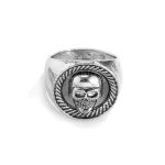 Vintage Skeleton Skull Antique Silver Ring - Image 3