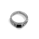 Vintage Black Crystal Antique Silver Ring - Image 3