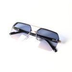 Half-Frame Trimmed Glasses Black Silver Frame